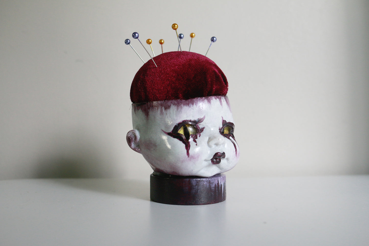 Clownin Doll Head Pin Cushion - Original Art