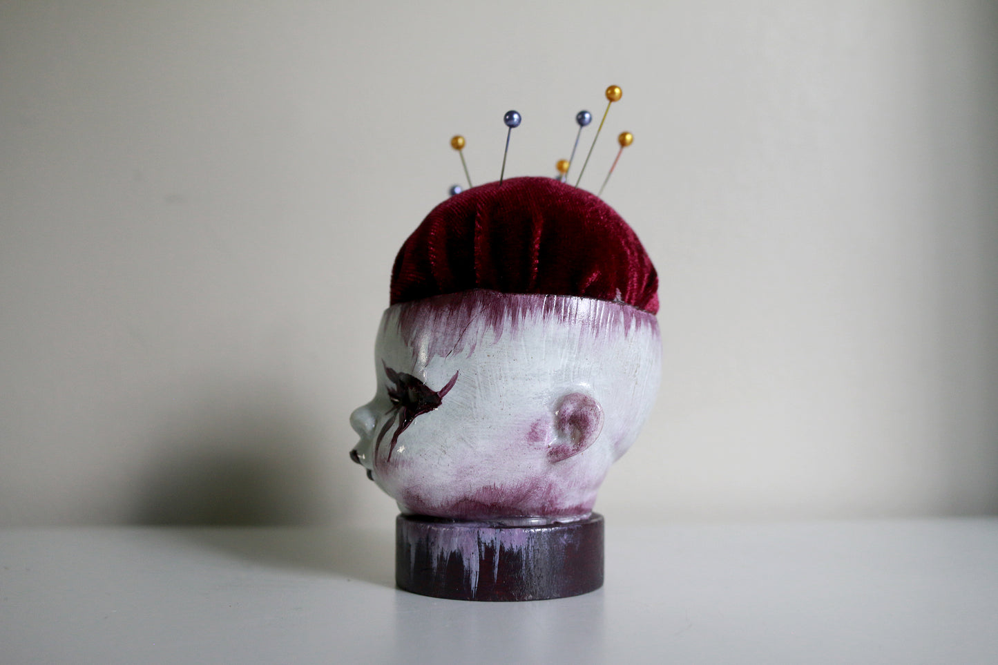 Clownin Doll Head Pin Cushion - Original Art