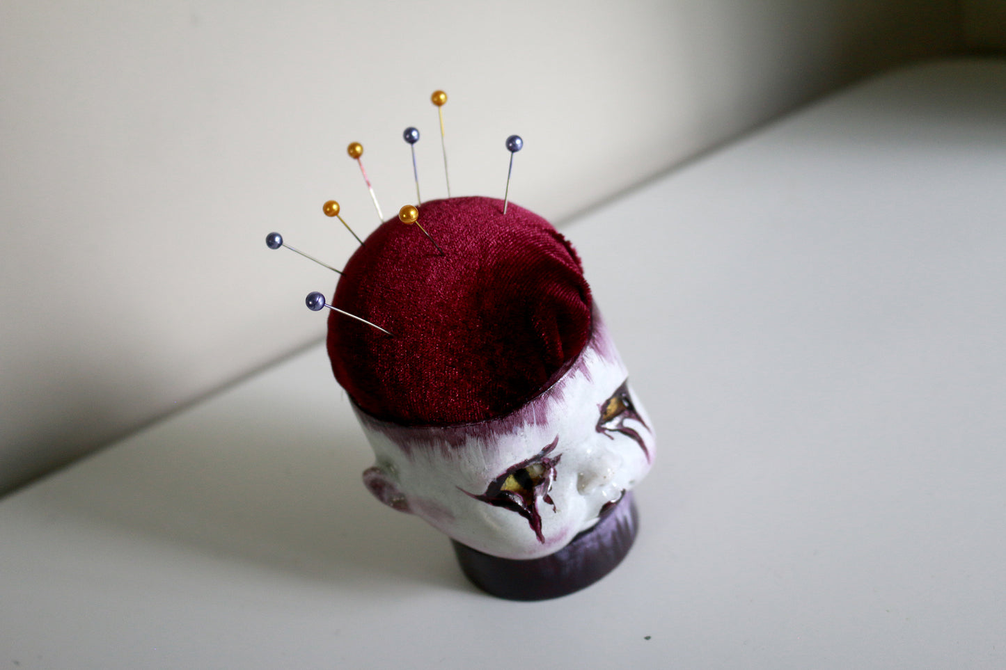 Clownin Doll Head Pin Cushion - Original Art