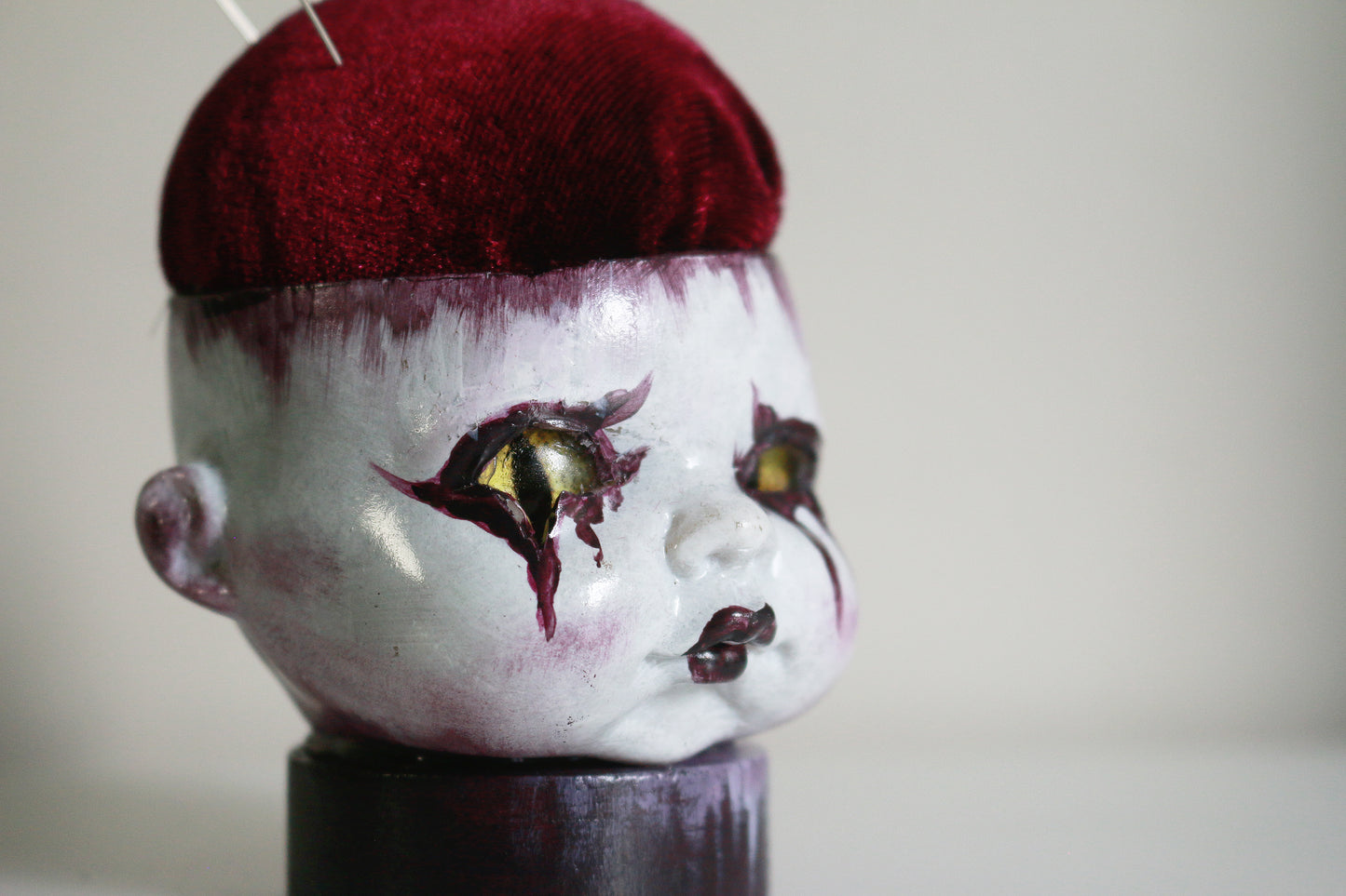 Clownin Doll Head Pin Cushion - Original Art