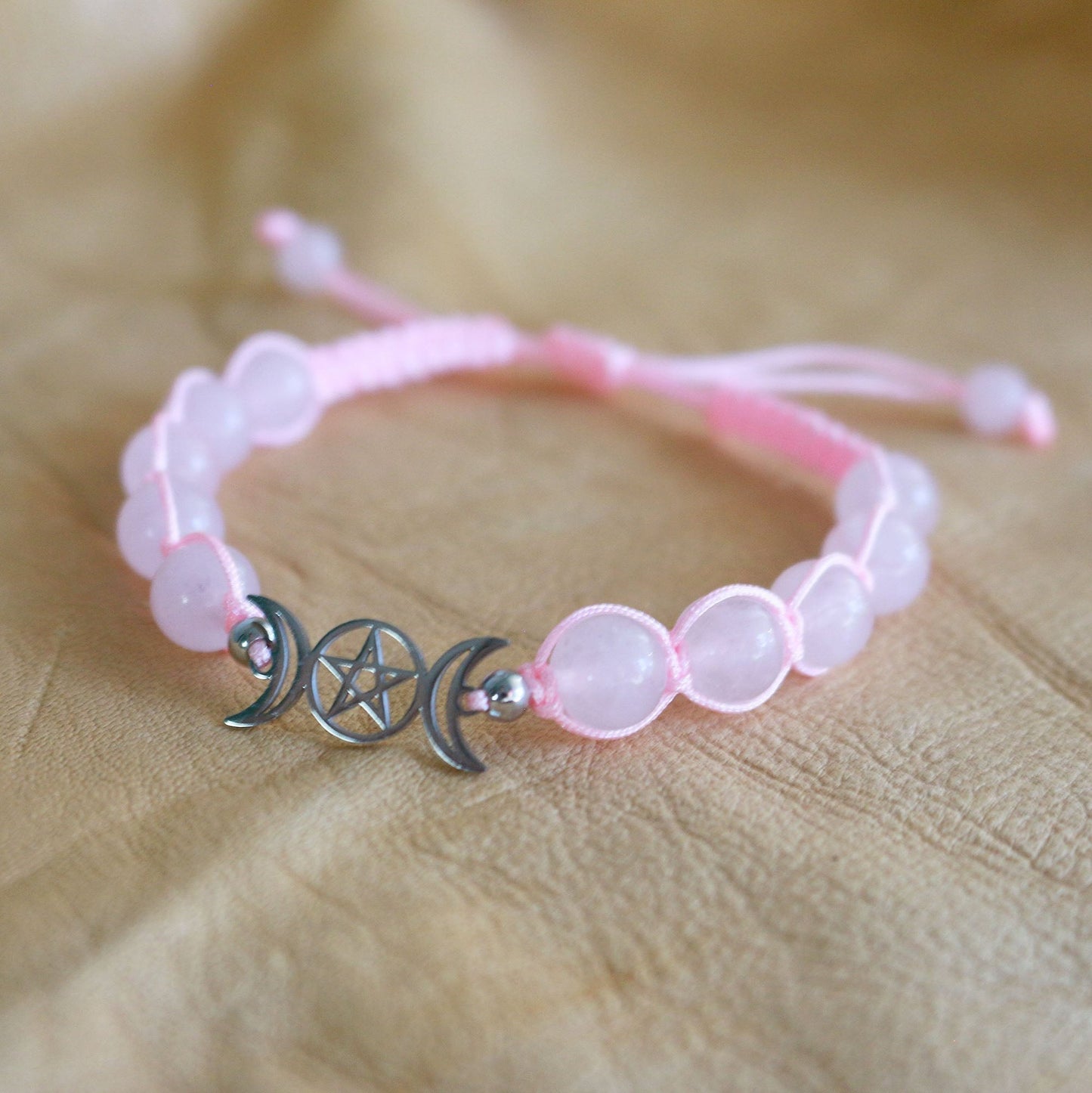 Triple Moon Bracelet - Rose Quartz