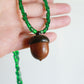 Grass Glass Acorn Locket/Stash Necklace