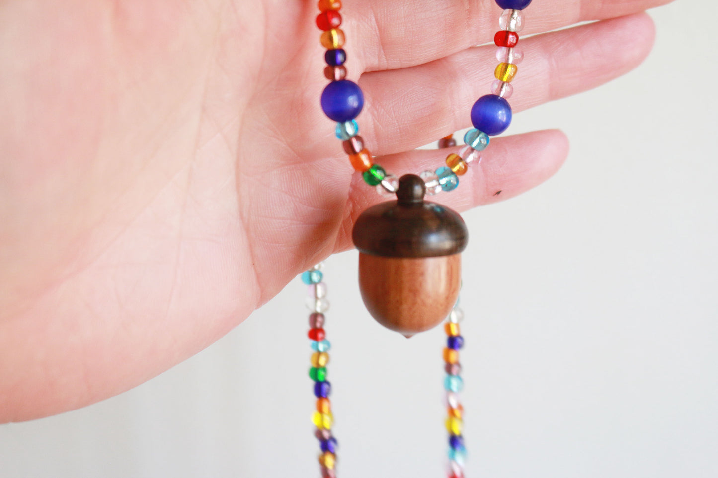 Stained Glass Acorn Locket/Stash Necklace