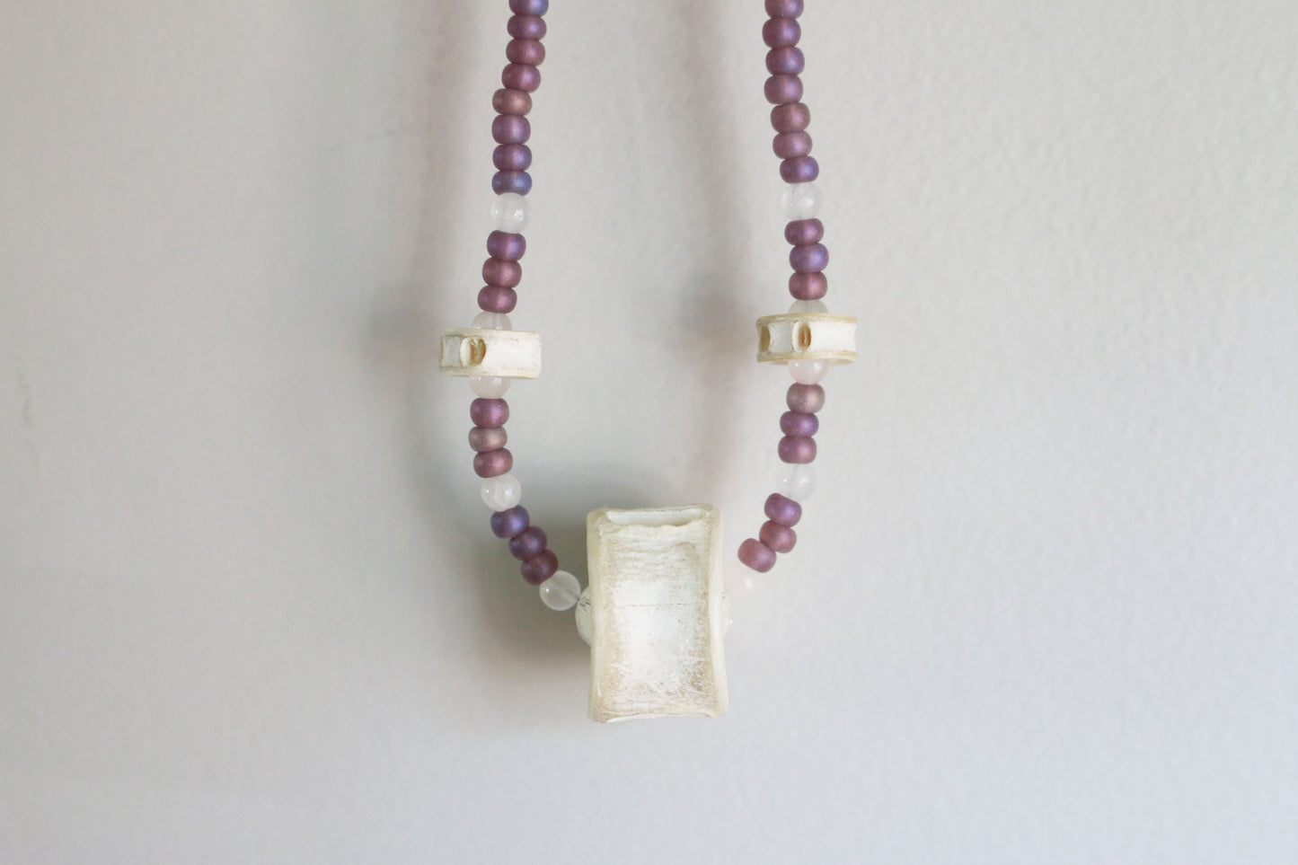 Fish Vertebrae Purple Beaded Necklace