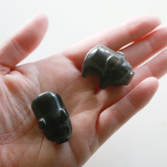 Midnight Lace Obsidian Pig (1.2 in)