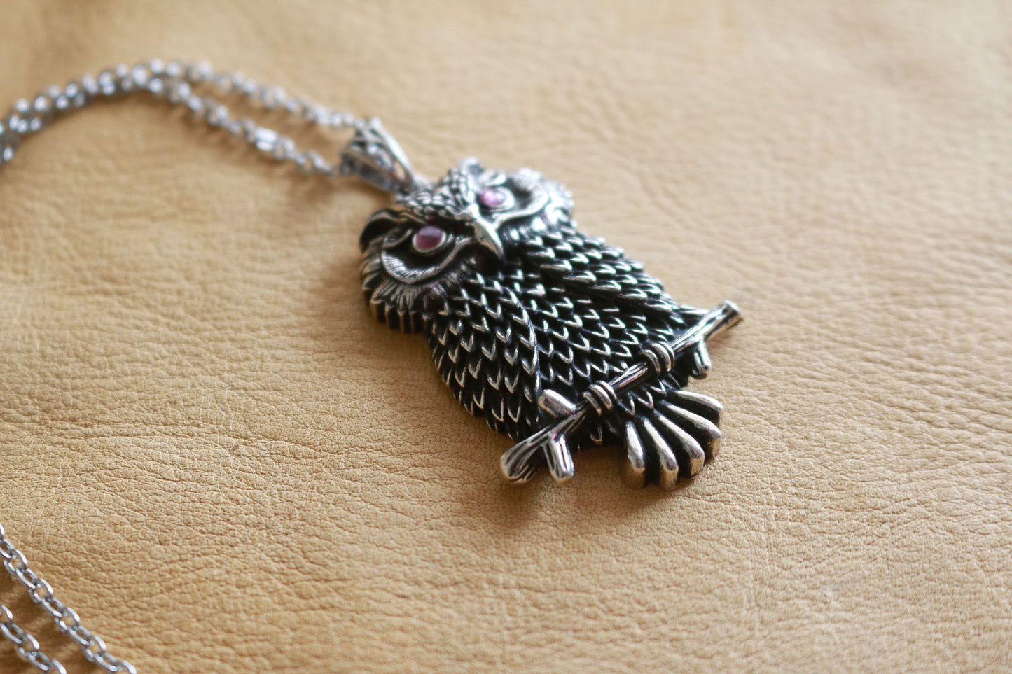 Garnet Owl Necklace