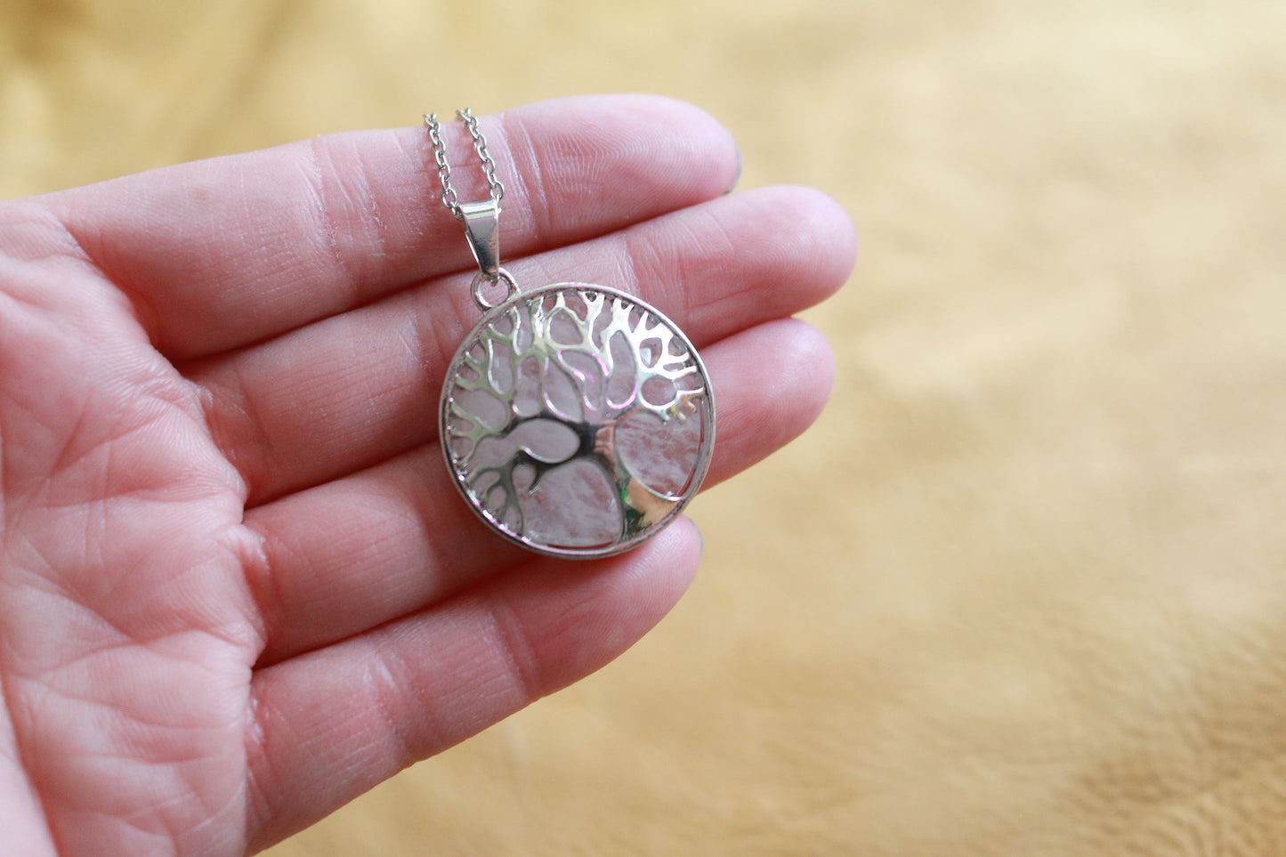 Quartz Tree Pendant Necklace