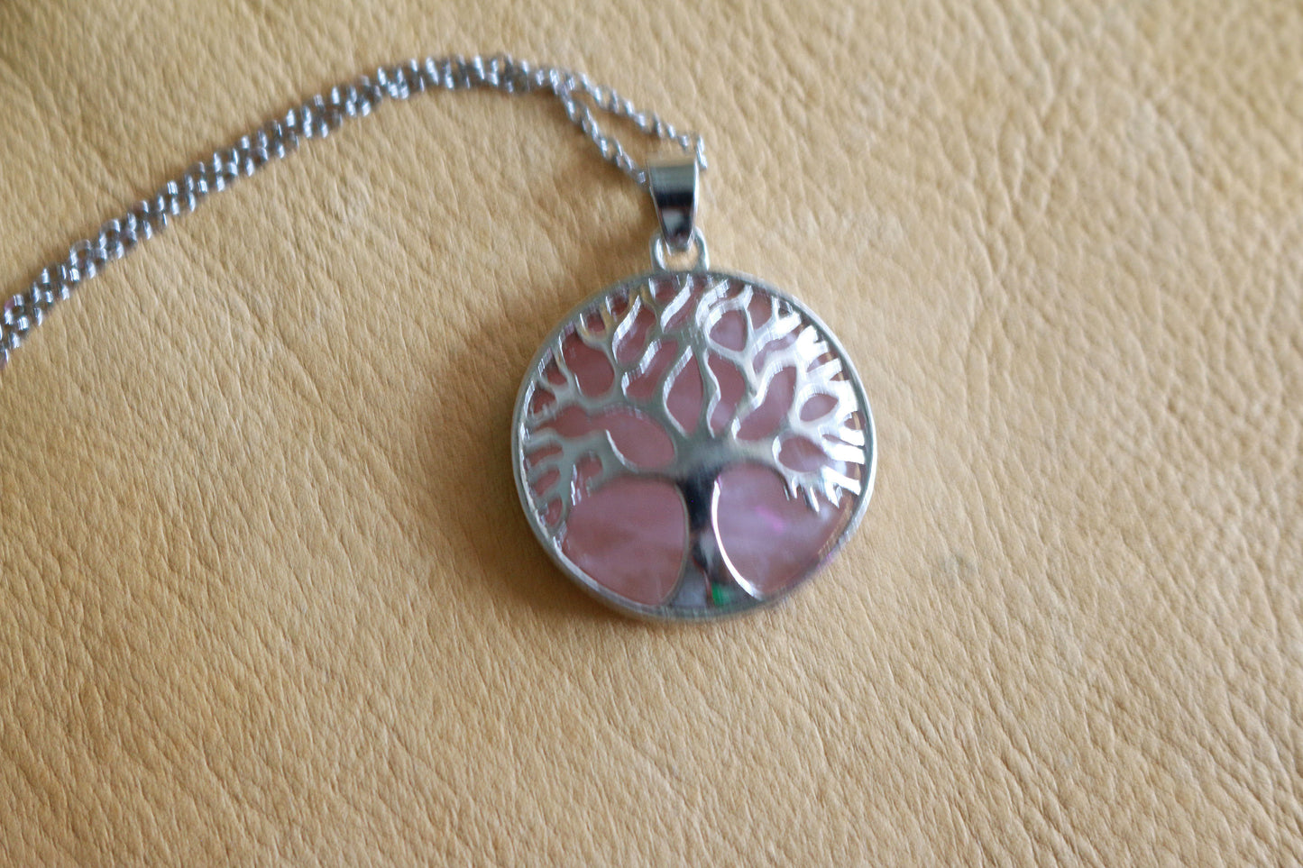 Rose Quartz Tree Pendant Necklace