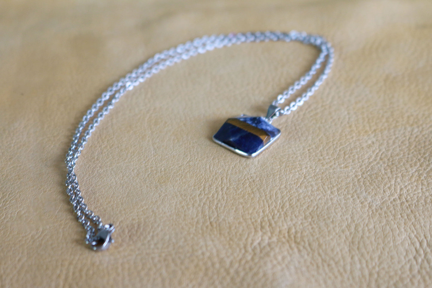 Sodalite & Tiger Eye Square Necklace