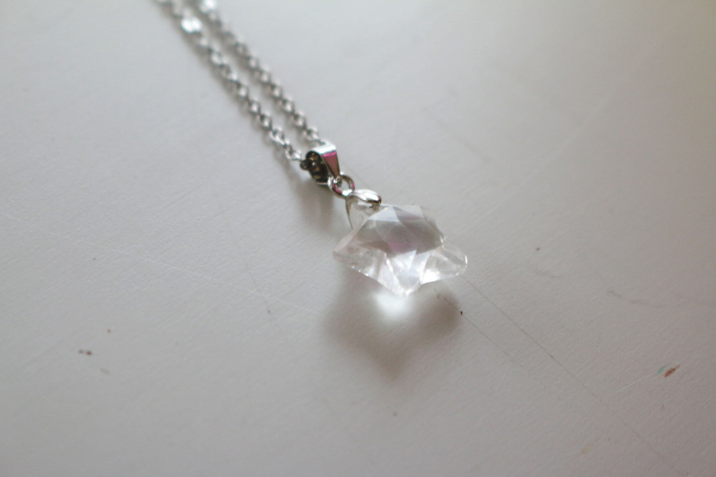 Quartz Faceted Star Necklace