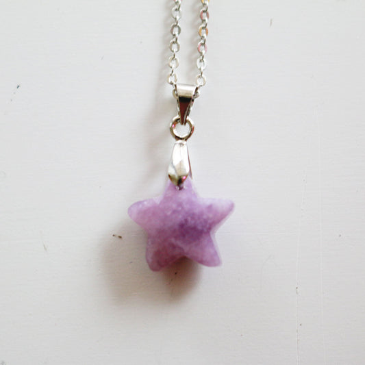 Lepidolite Faceted Star Necklace