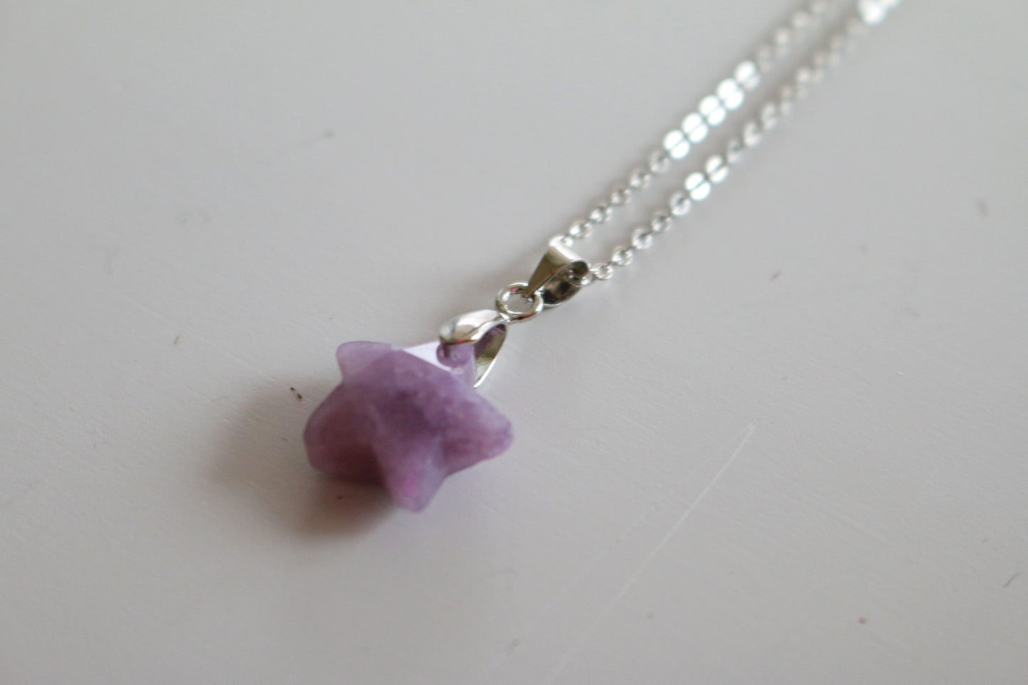 Lepidolite Faceted Star Necklace