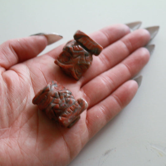 Striped Red Jasper Owl (1.2 in)