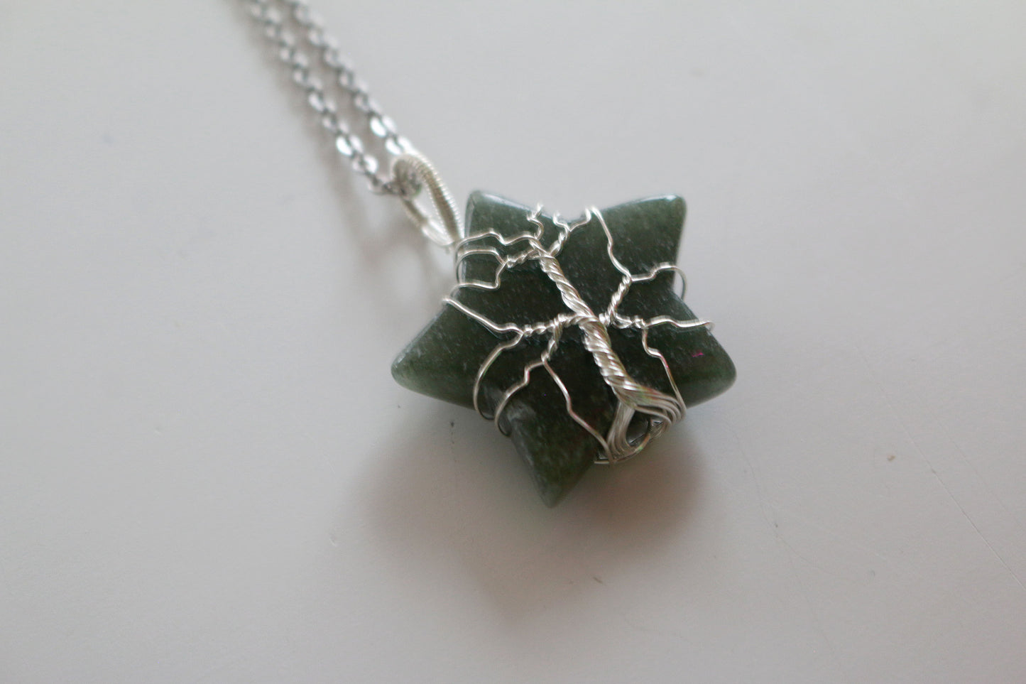 Green Aventurine Wire Wrapped Star Necklace