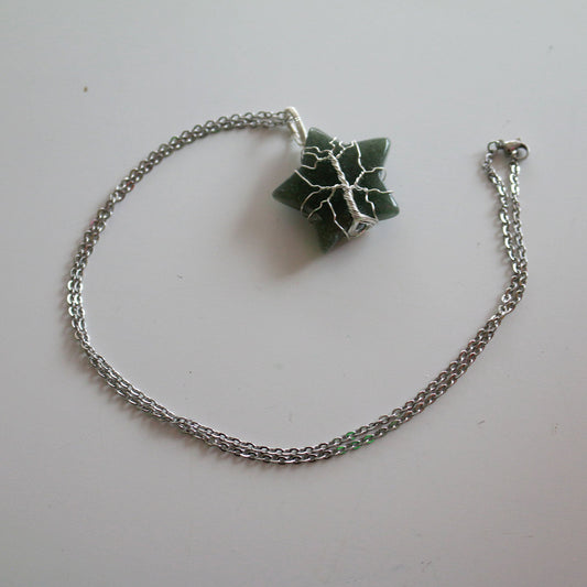 Green Aventurine Wire Wrapped Star Necklace