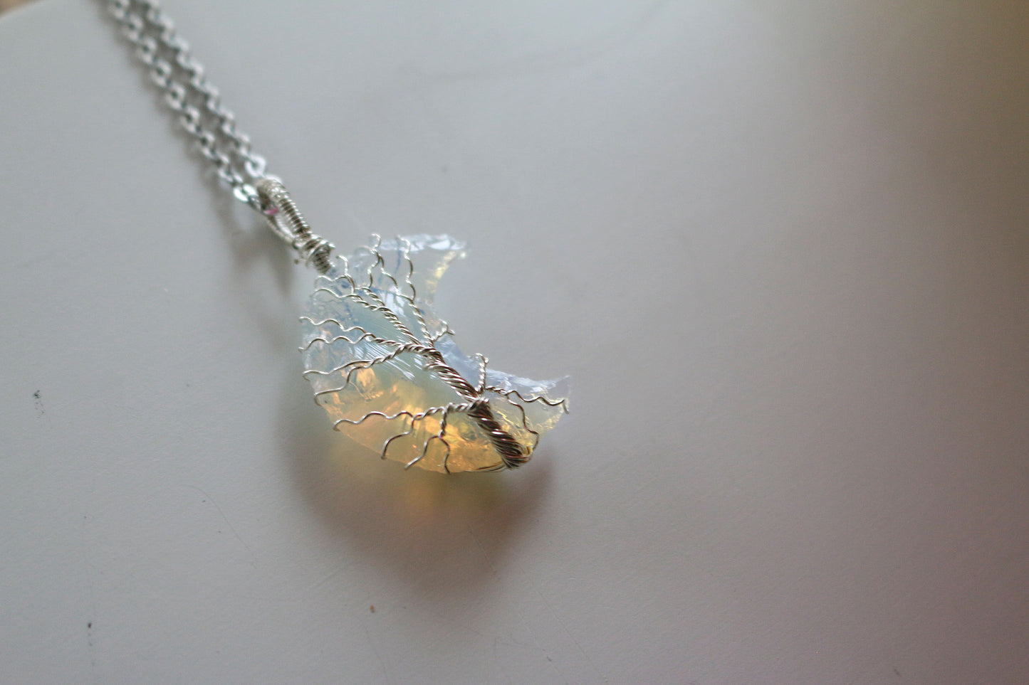 Opalite Wire Wrapped Moon Necklace