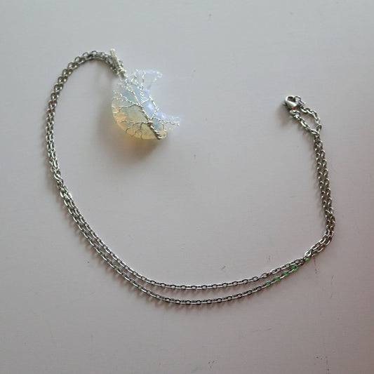 Opalite Wire Wrapped Moon Necklace