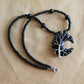 Obsidian Moon Beaded Necklace