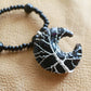 Obsidian Moon Beaded Necklace