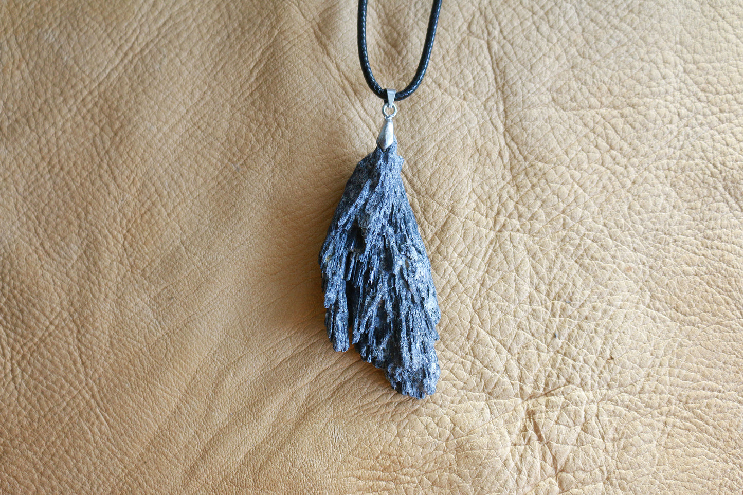 Raw Black Kyanite Necklace (2.5 in)