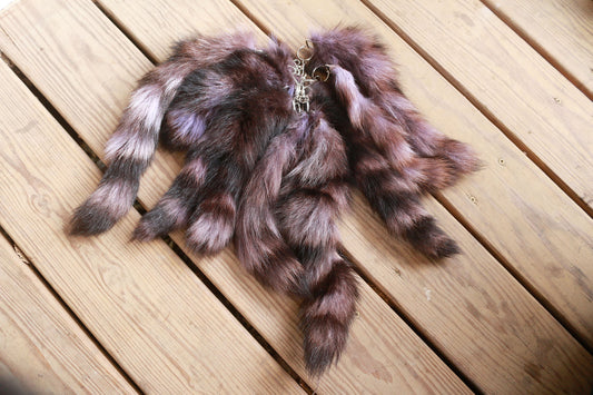 Purple Raccoon Tail Keychain