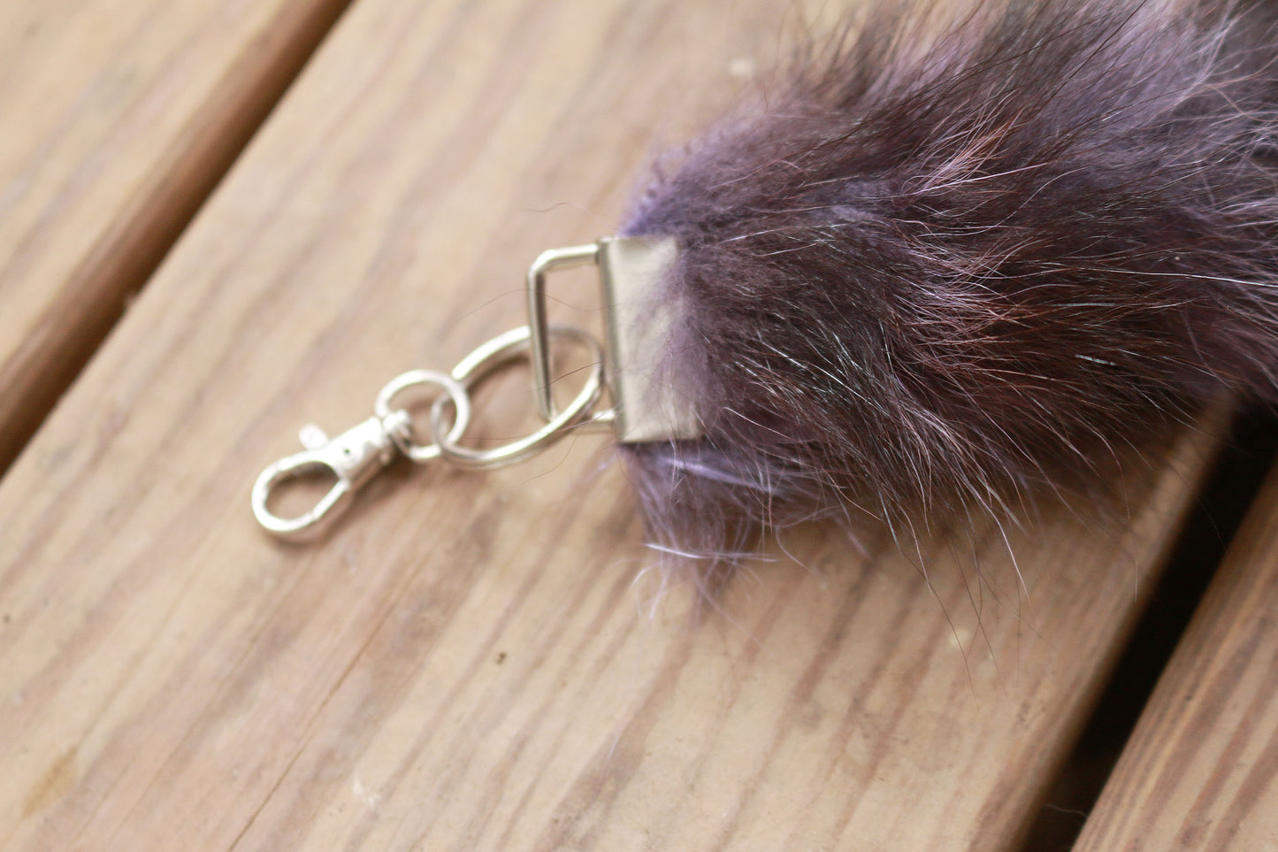 Purple Raccoon Tail Keychain