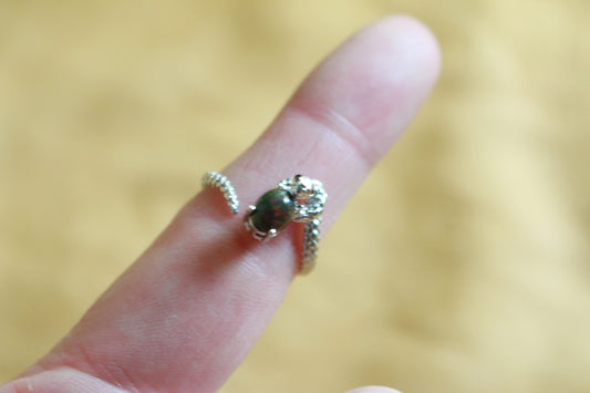 Snake Black Opal Adjustable Ring