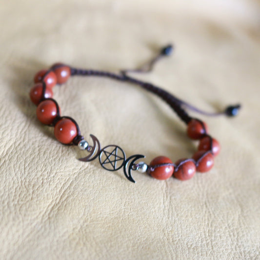 Triple Moon Bracelet - Red Jasper