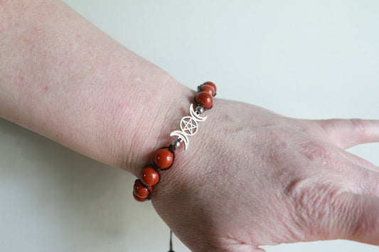 Triple Moon Bracelet - Red Jasper