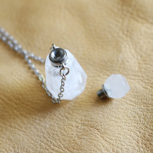 Clear Quartz Perfume Bottle Necklace