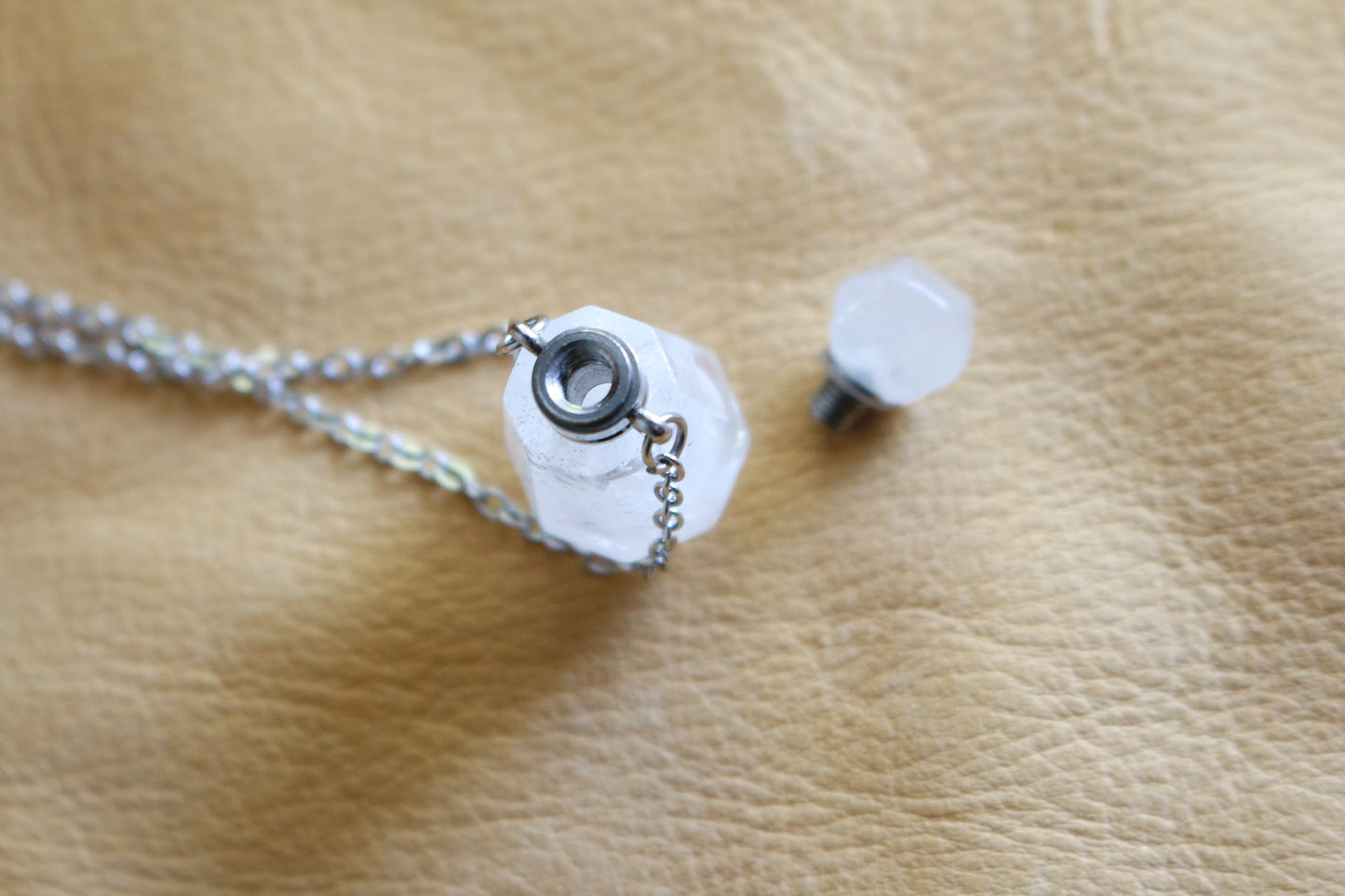 Clear Quartz Perfume Bottle Necklace