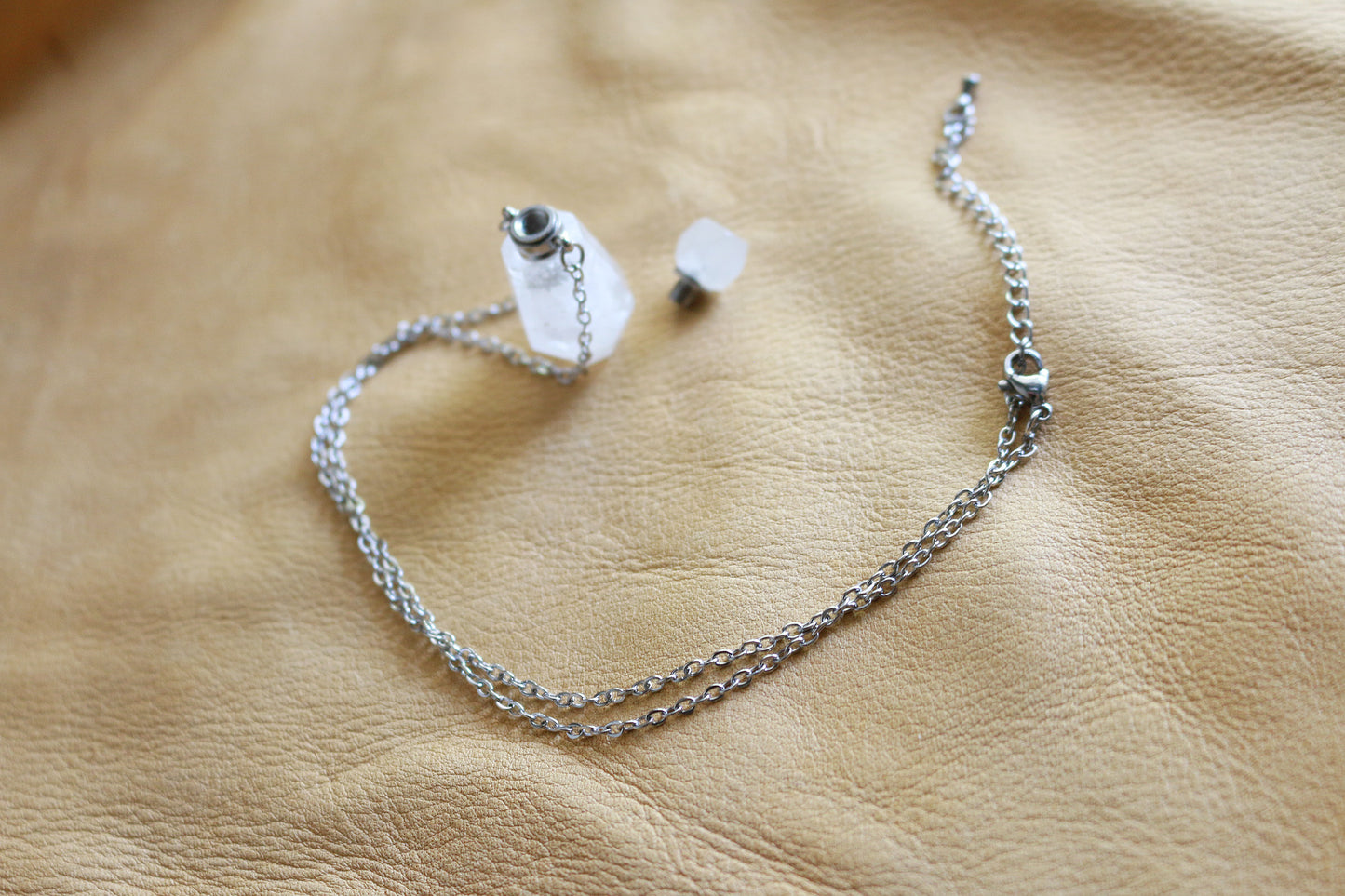 Clear Quartz Perfume Bottle Necklace