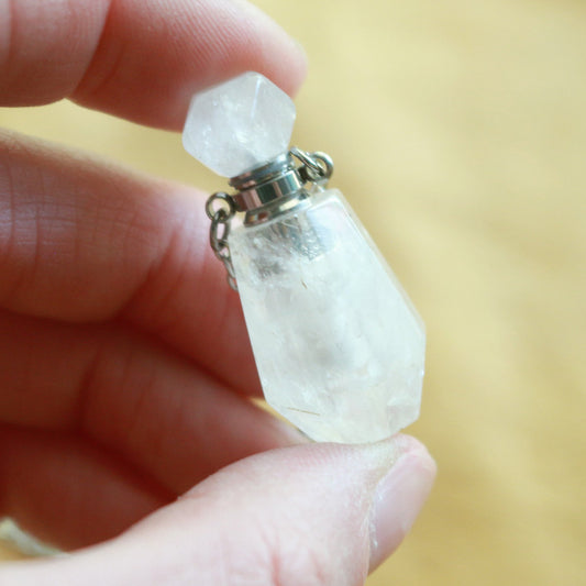 Clear Quartz Perfume Bottle Necklace