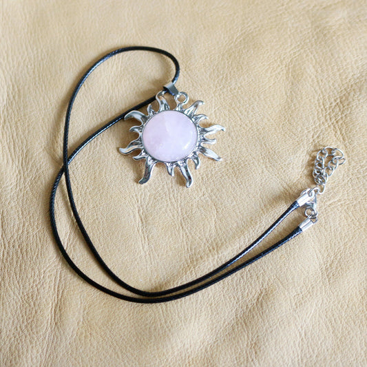 Rose Quartz Sun Pendant Necklace