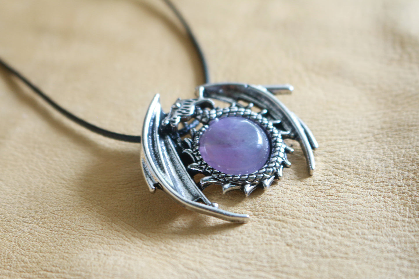 Amethyst Dragon Pendant Necklace
