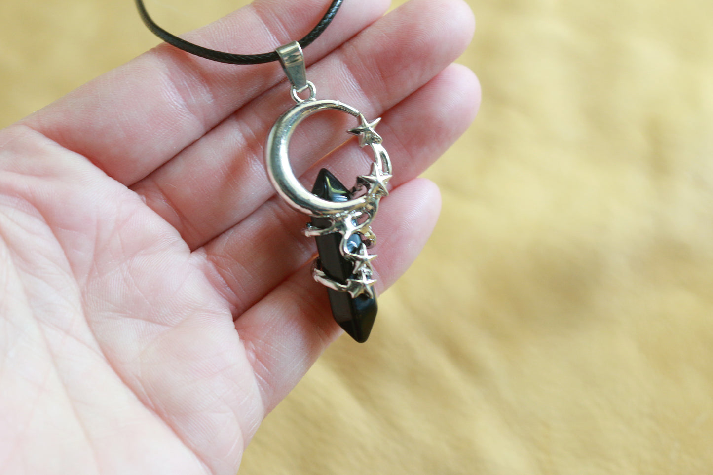 Obsidian Celestial Pendant Necklace