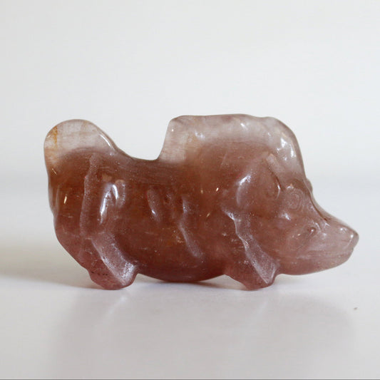 Strawberry Quartz Boar (2 in)