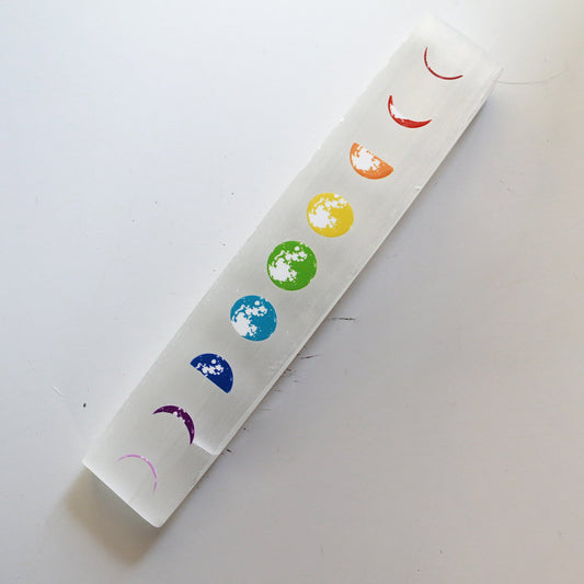 Selenite Rainbow Moon Phase Plate (9 in)