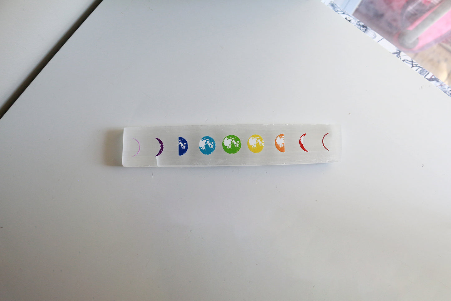 Selenite Rainbow Moon Phase Plate (9 in)