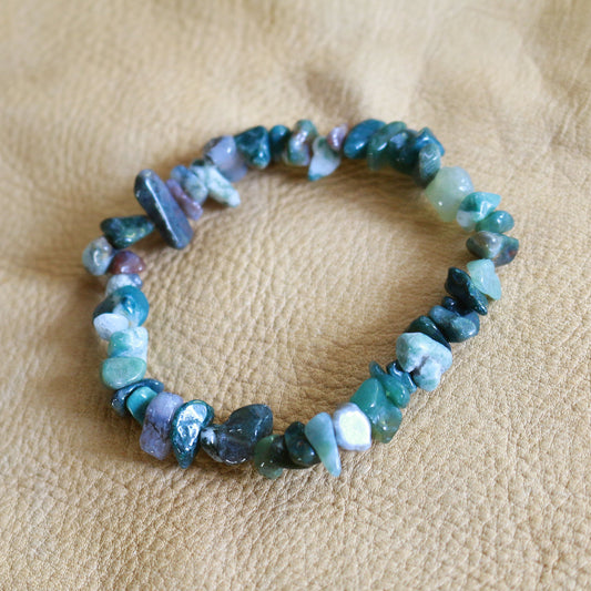 Moss Agate Chip Bracelet