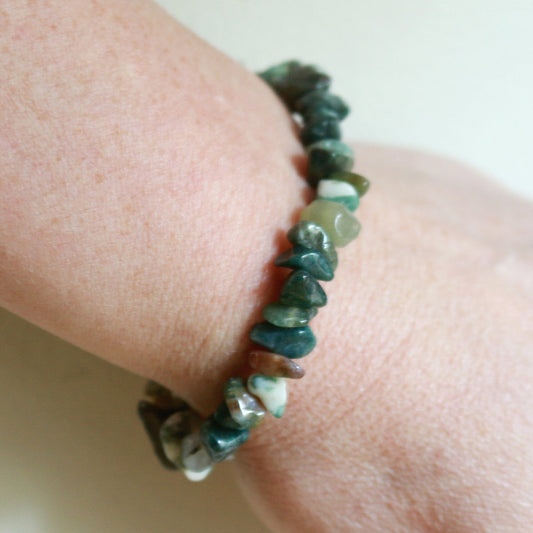 Moss Agate Chip Bracelet