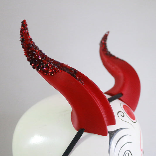 Ridged Embers - Rhinestone Medium Double Ridge Costume Horns