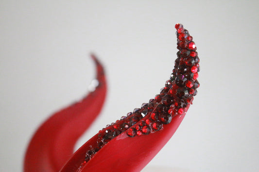 Ridged Embers - Rhinestone Medium Double Ridge Costume Horns