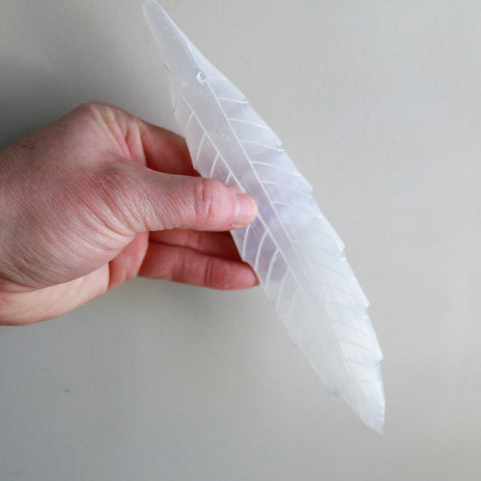 Selenite Feather Incense Burner (8 in)