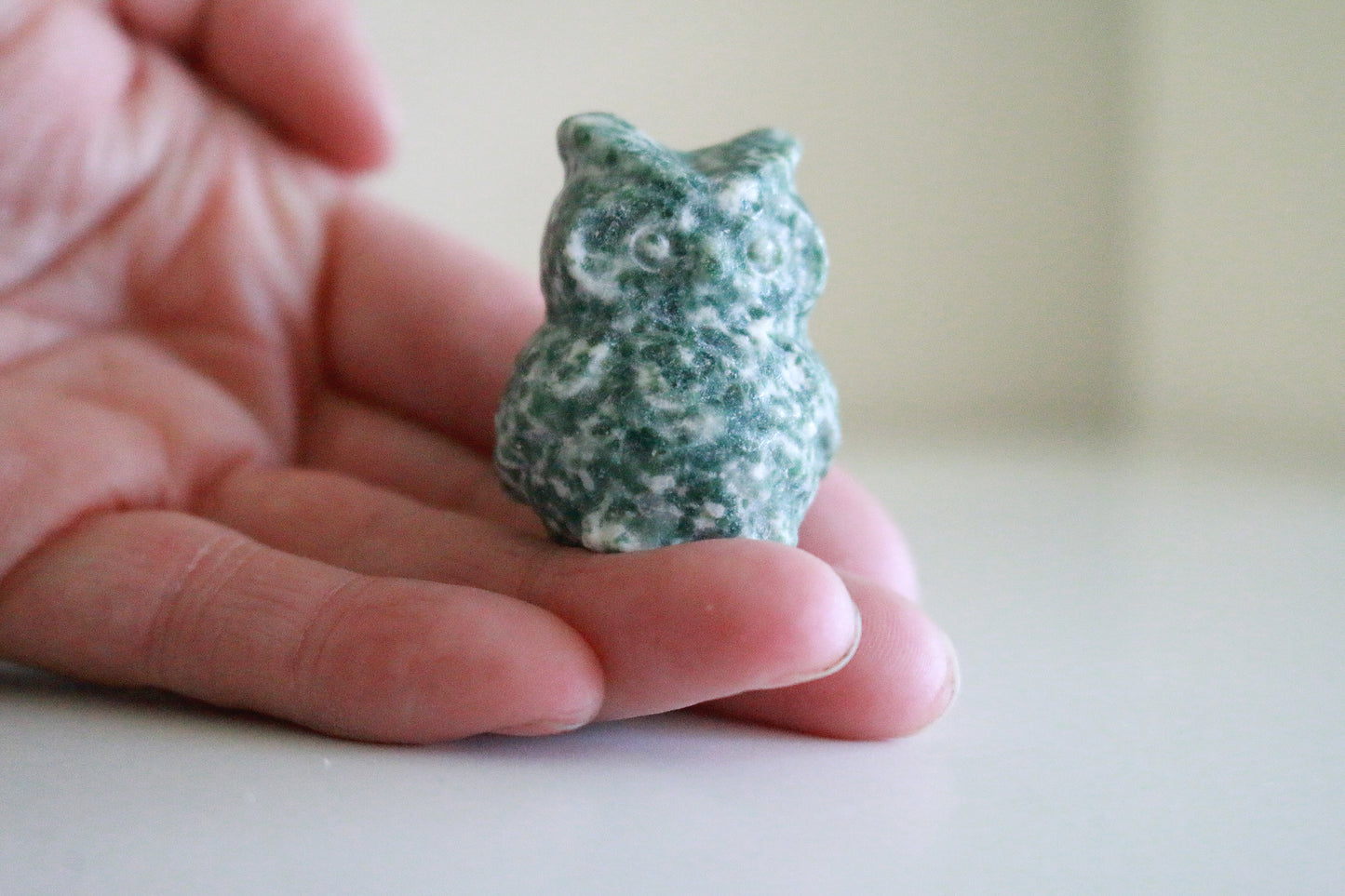 Green Spot Jasper Owl (1.5 in)