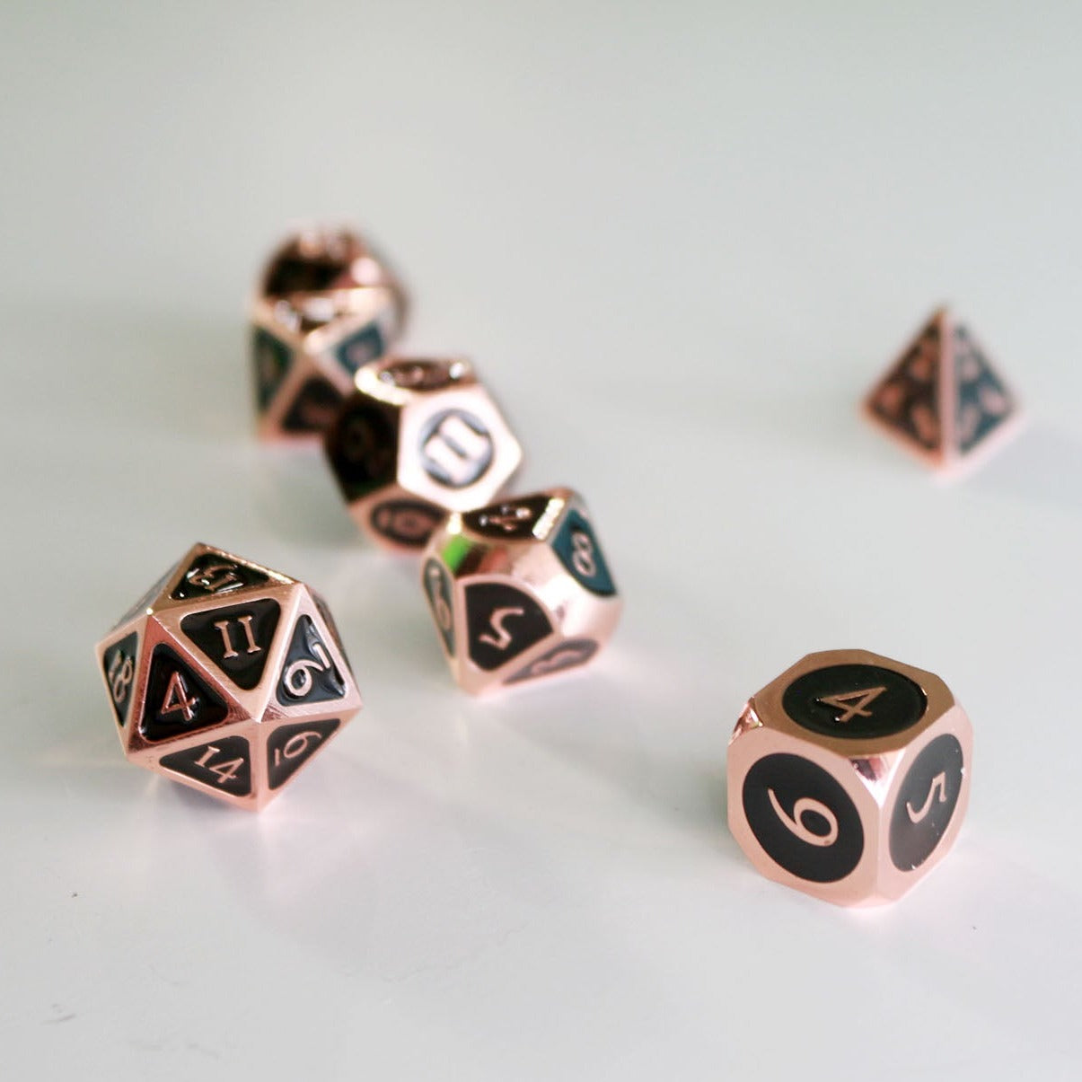 Antique Copper with Black Enamel Metal Dice Set