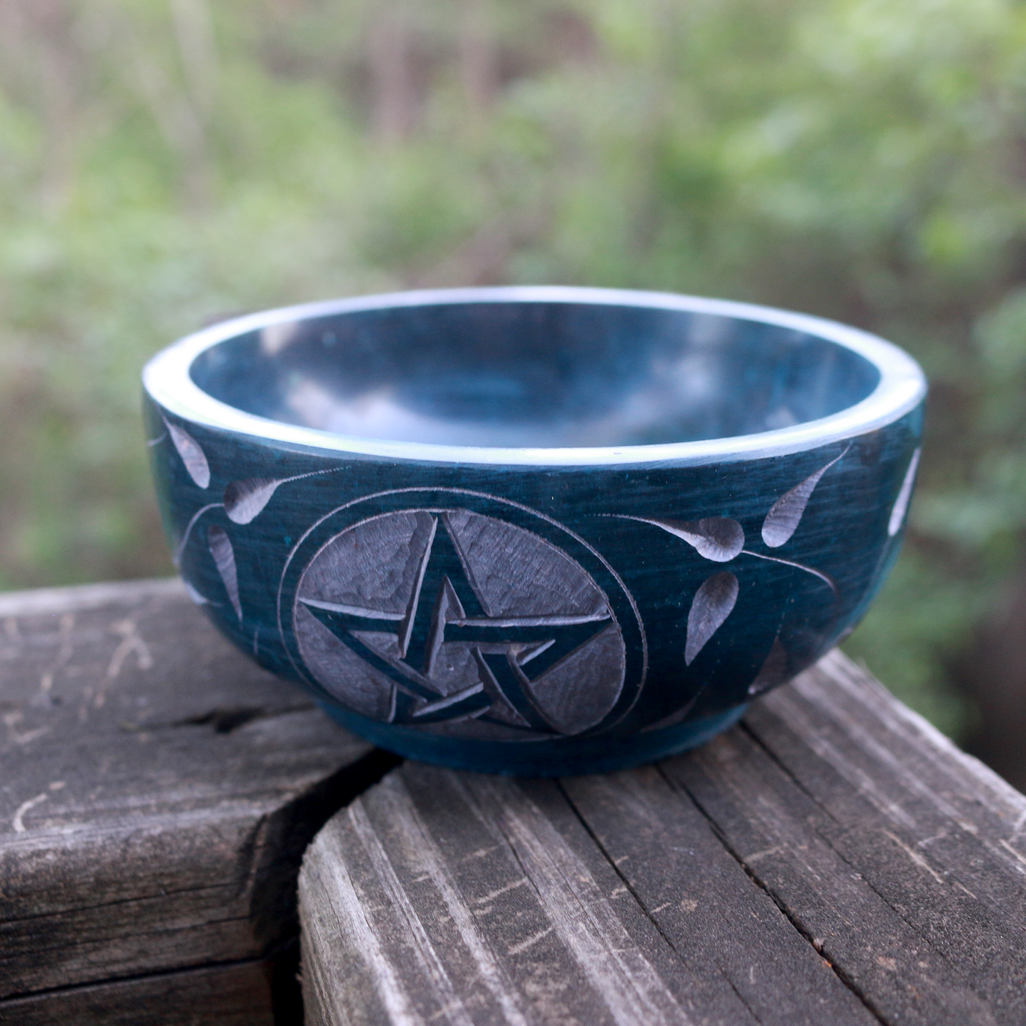Turquoise Pentacle Stone Smudge Bowl 4"