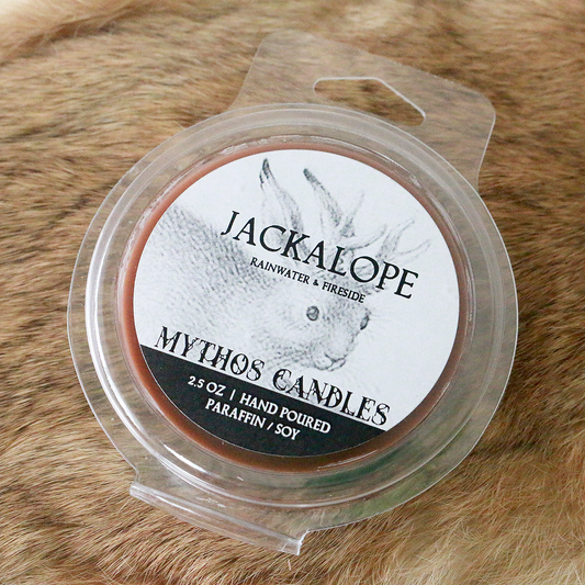 Mythos Candles 2.5oz Jackalope (Rainwater & Fireside) Paraffin/soy Wax Melts